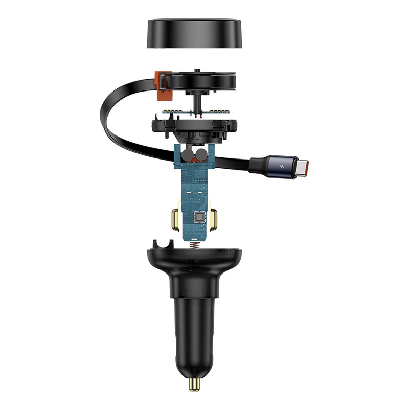 Enjoyment Pro automobilinis įkroviklis su ištraukiamu USB-C laidu 60W, juodas