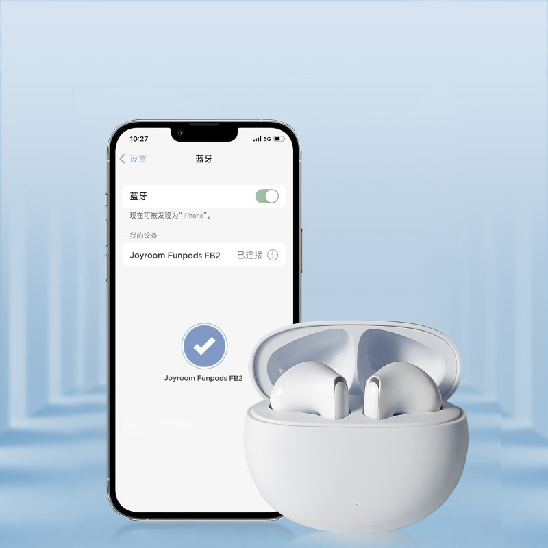 Funpods JR-FB2 belaidės į ausis įdedamos ausinės, baltos