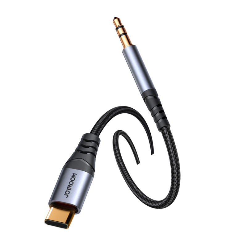 Stereo garso laidas telefonui AUX 3,5 mm mini lizdas - USB-C 1,2 m juodas