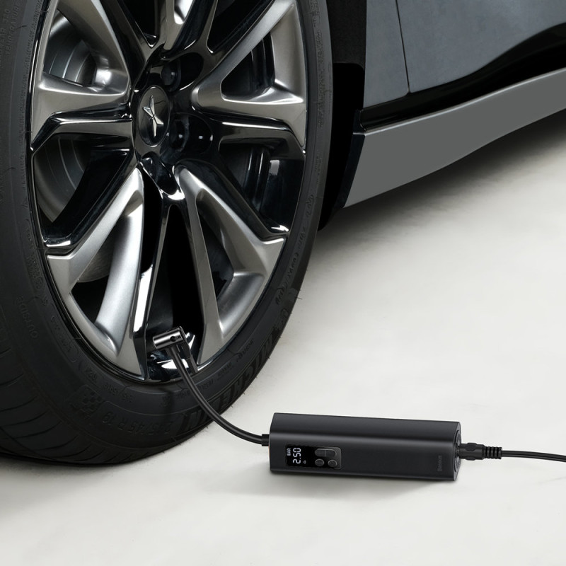 Mini automobilio kompresoriaus padangos siurblys cigarečių degiklio lizdui juodas