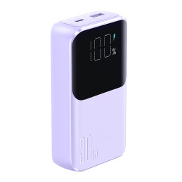 
Powerbank 30W 10000mAh su įmontuotais iPhone Lightning ir USB-C laidais violetiniai
