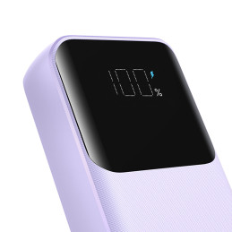 
Powerbank 30W 10000mAh su įmontuotais iPhone Lightning ir USB-C laidais violetiniai
