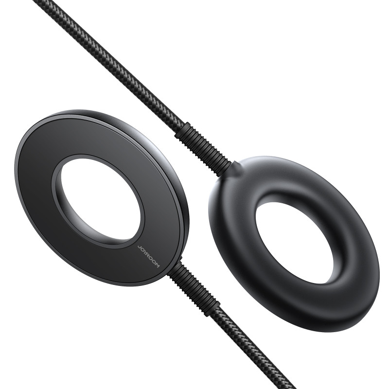 Belaidis magnetinis įkroviklis 15W su USB / USB-C laidu, juodas
