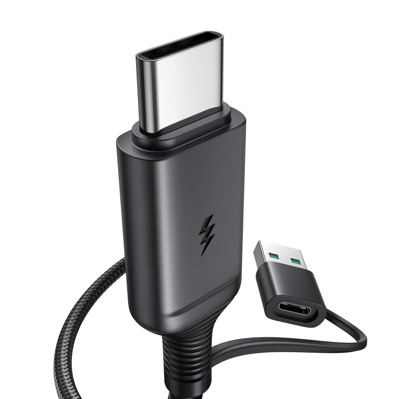 Belaidis magnetinis įkroviklis 15W su USB / USB-C laidu, juodas