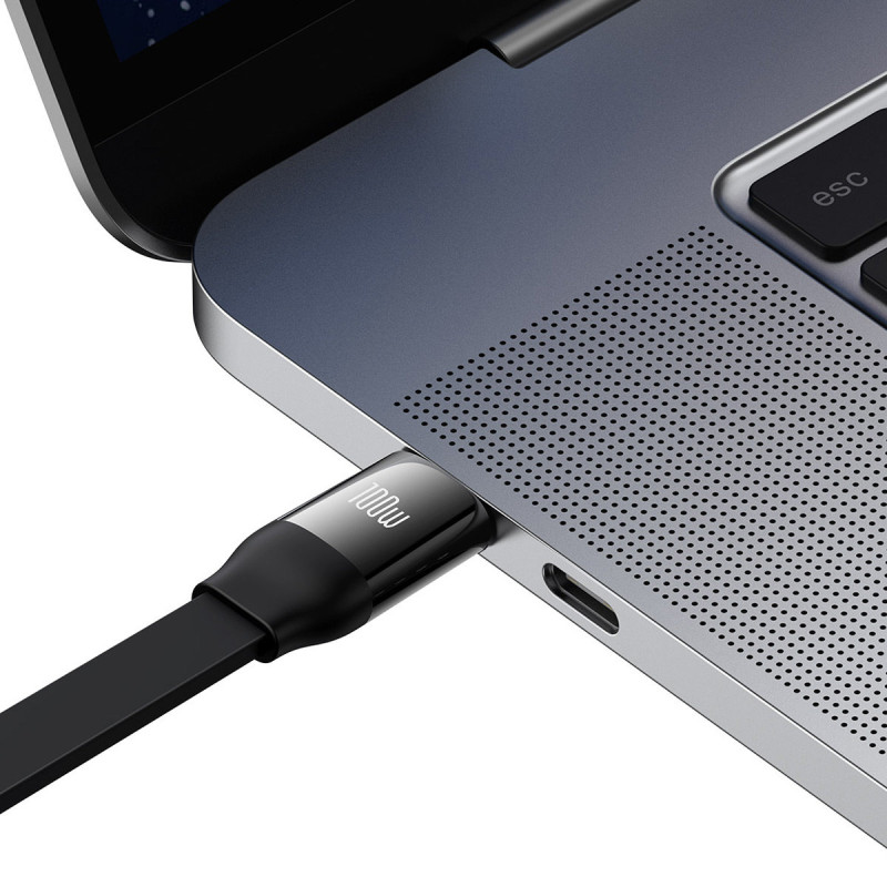 Ištraukiamas kabelis 3in1 USB-C microUSB + iPhone Lightning + USB-C 3.5A 1.1m juodas