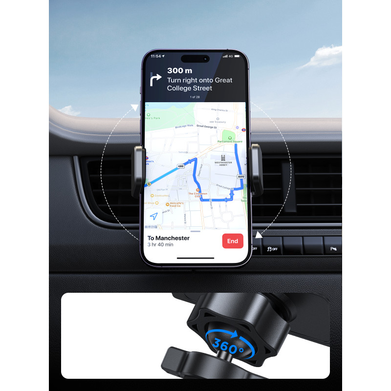Automobilinio telefono laikiklis orlaidei, juodas