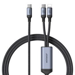 
2in1 Speedy Series USB-C – USB-C / iPhone Lightning kabelis 100W 1,5m juodas
