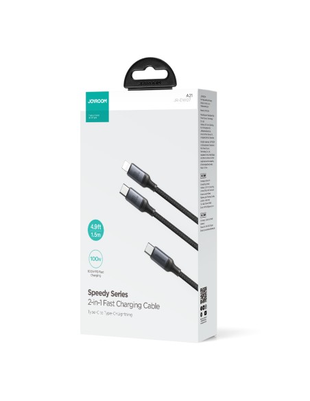 2in1 Speedy Series USB-C – USB-C / iPhone Lightning kabelis 100W 1,5m juodas
 
2in1 Speedy Series USB-C – USB-C / iPhone Lightning kabelis 100W 1,5m juodas
