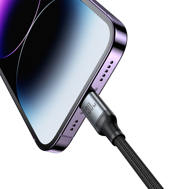 2in1 Speedy Series USB-C – USB-C / iPhone Lightning kabelis 100W 1,5m juodas