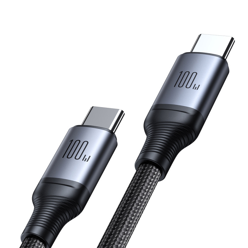 2in1 Speedy Series USB-C – 2x USB-C laidas, 1,5 m juodas