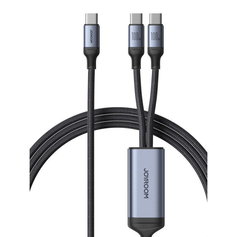 2in1 Speedy Series USB-C – 2x USB-C laidas, 1,5 m juodas