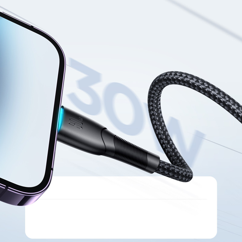Kabelis iPhone Starry Series USB-C - Lightning 30W 1m juodas