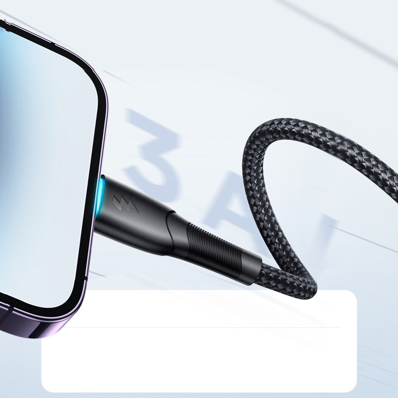 
Kabelis iPhone Starry Series USB-A - Lightning 3A 1m juodas
