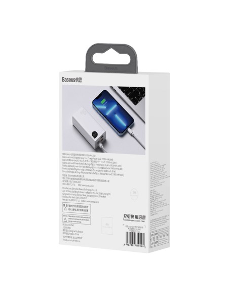 
Adaman2 10000mAh maitinimo blokas su skaitmeniniu ekranu 2x USB-A / 1x USB-C 30W balta
