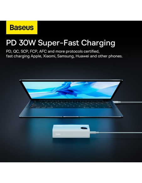 
Adaman2 10000mAh maitinimo blokas su skaitmeniniu ekranu 2x USB-A / 1x USB-C 30W balta
