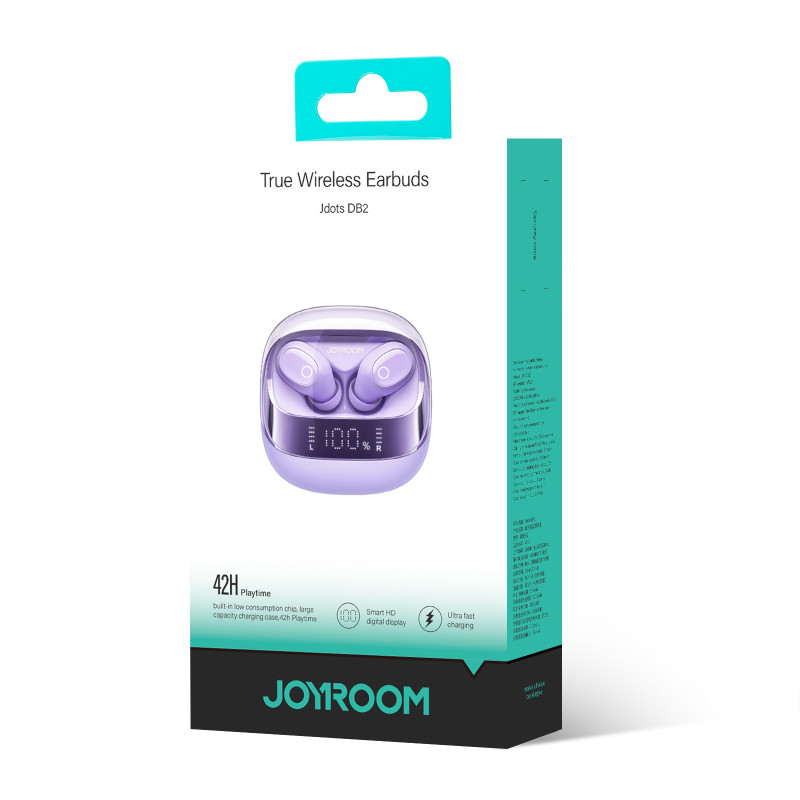 Jdots serijos JR-DB2 belaidės Bluetooth ausinės, violetinės spalvos