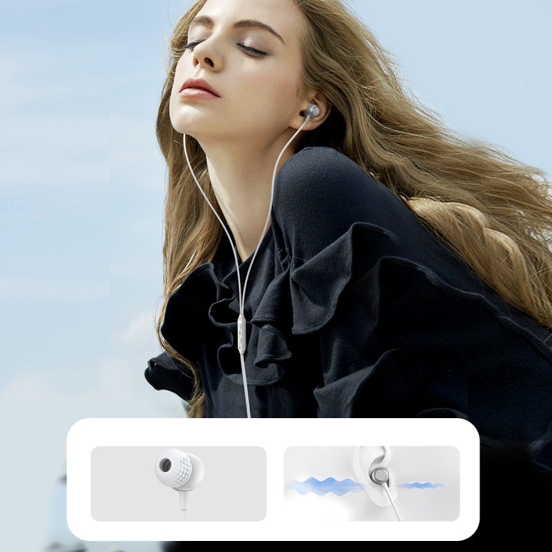 JR-EC06 USB-C į ausis įdedamos ausinės sidabrinės spalvos ausinės