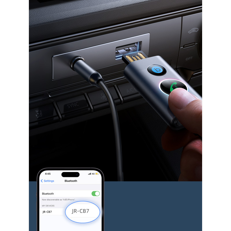 Automobilinis belaidis garso siųstuvas imtuvas USB AUX TF kortelė JR-CB7 pilka
