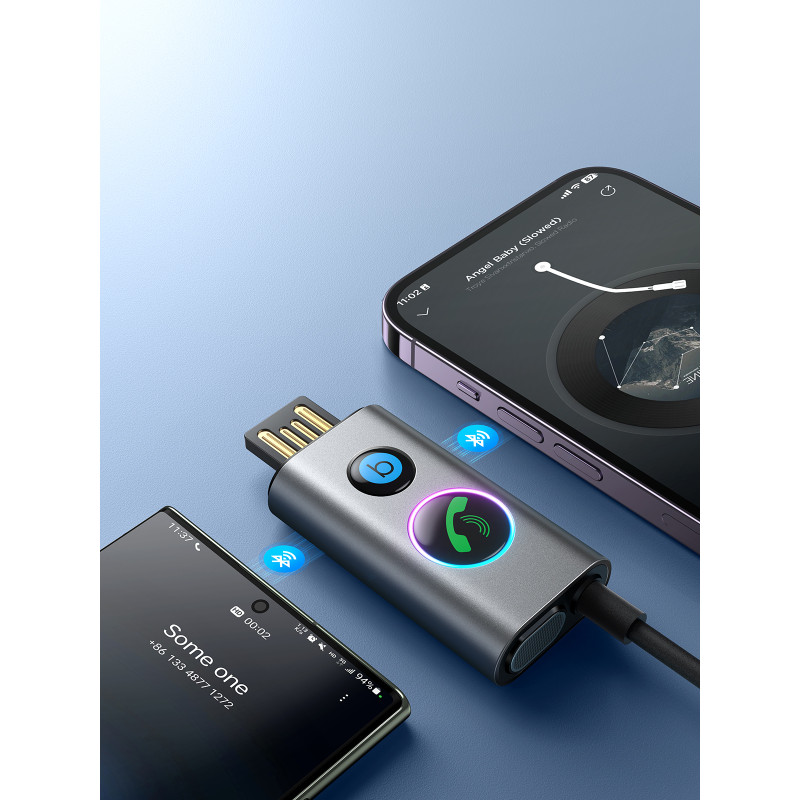 Automobilinis belaidis garso siųstuvas imtuvas USB AUX TF kortelė JR-CB7 pilka