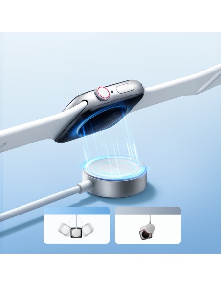 
3in1 kabelis USB-A laidas su indukciniu įkrovikliu + 1x iPhone Lightning + 1x USB-C 1,2 m baltas
