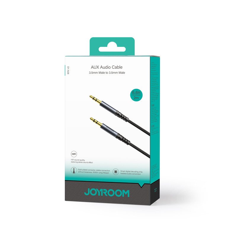 Audio Stereo AUX kabelis 3,5 mm mini lizdas 2 m juodas