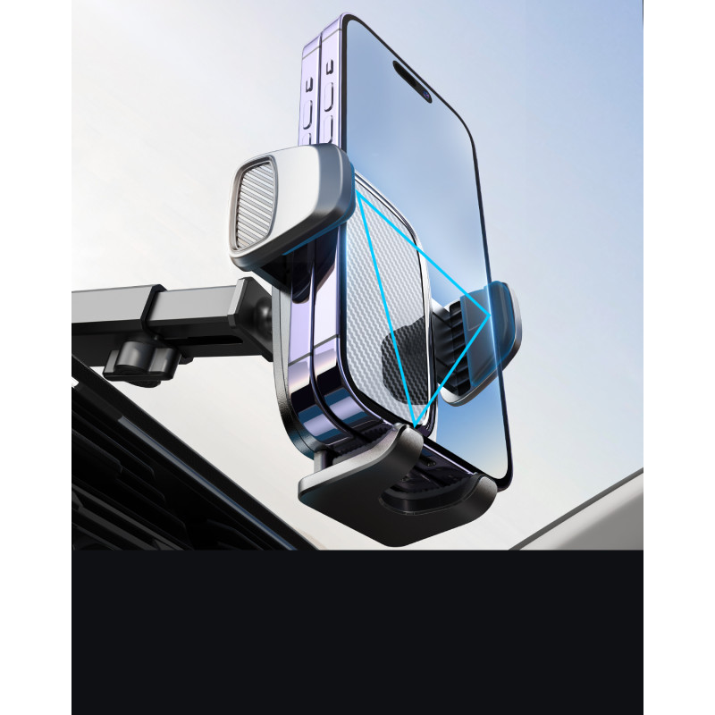 Universalus automobilinio telefono laikiklis kabinai, langui, ventiliacijos grotelėms, juodas
