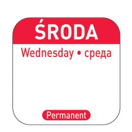 Maisto saugos lipdukai daugkartinei tarai Trečiadienis PL RU EN 1000 vnt. Hendi 850091