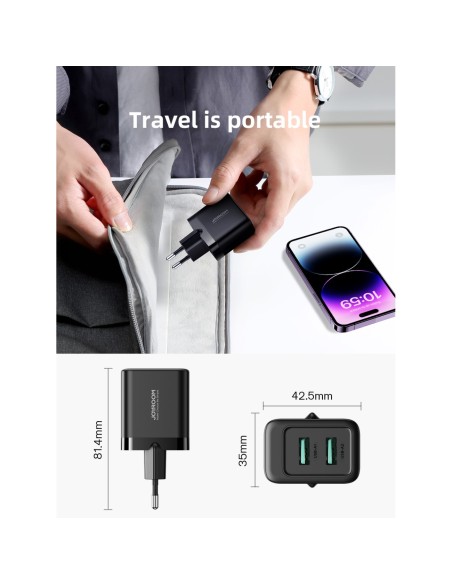 2x USB-A 12W 2,4A tinklo įkroviklis, juodas
 
2x USB-A 12W 2,4A tinklo įkroviklis, juodas