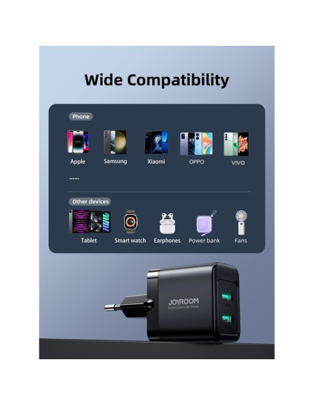 2x USB-A 12W 2,4A tinklo įkroviklis, juodas
 
2x USB-A 12W 2,4A tinklo įkroviklis, juodas