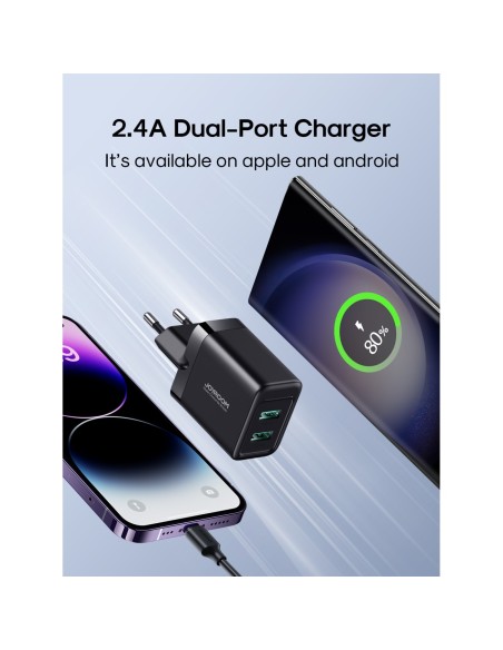 2x USB-A 12W 2,4A tinklo įkroviklis, juodas
 
2x USB-A 12W 2,4A tinklo įkroviklis, juodas