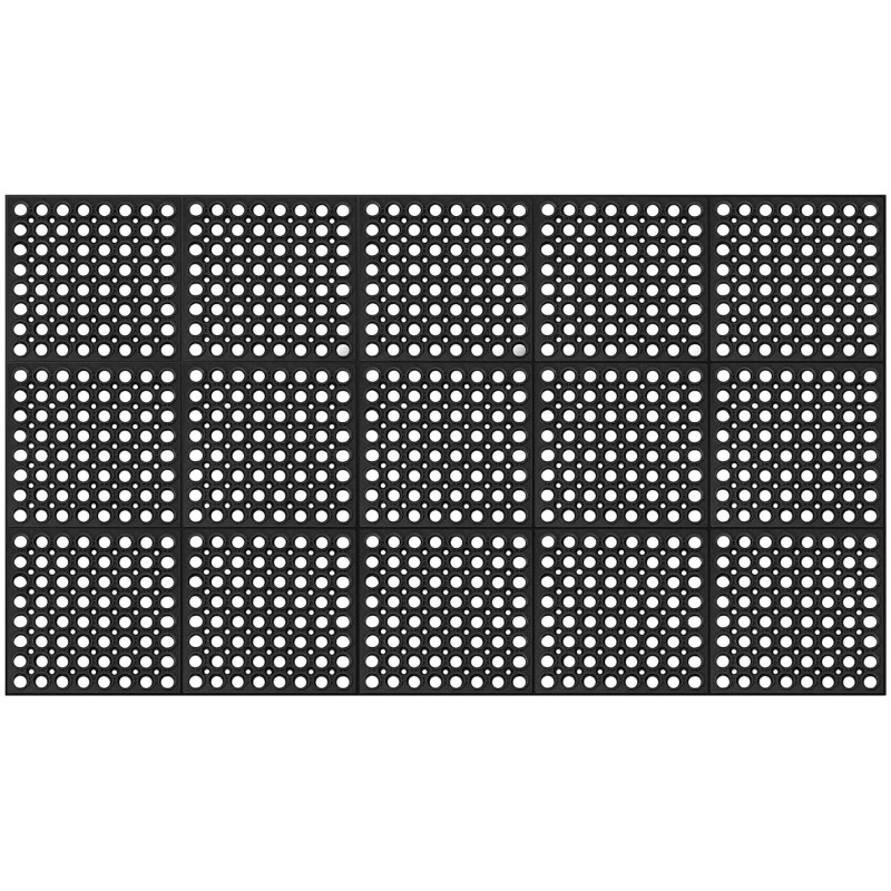 Neslystantis ažūrinis guminis durų kilimėlis 150 x 90 x 1 cm juodas