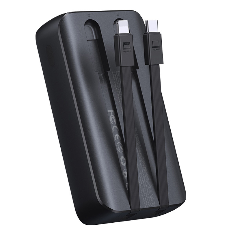 Mini maitinimo blokas 20000mAh su įmontuotais laidais JR-PBC07 30W juodas
