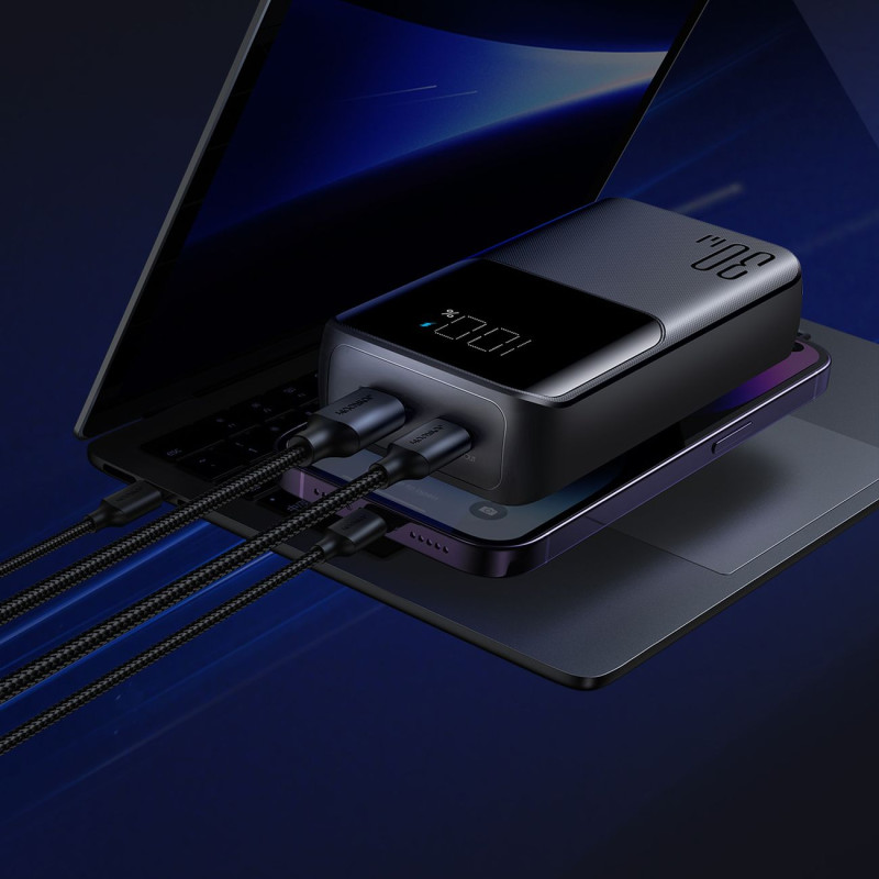 Mini maitinimo blokas 20000mAh su įmontuotais laidais JR-PBC07 30W juodas