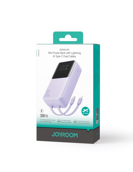 Mini maitinimo blokas 20000mAh su įmontuotais laidais JR-PBC07 30W šviesiai violetinė
 
Mini maitinimo blokas 20000mAh su įmontuotais laidais JR-PBC07 30W šviesiai violetinė