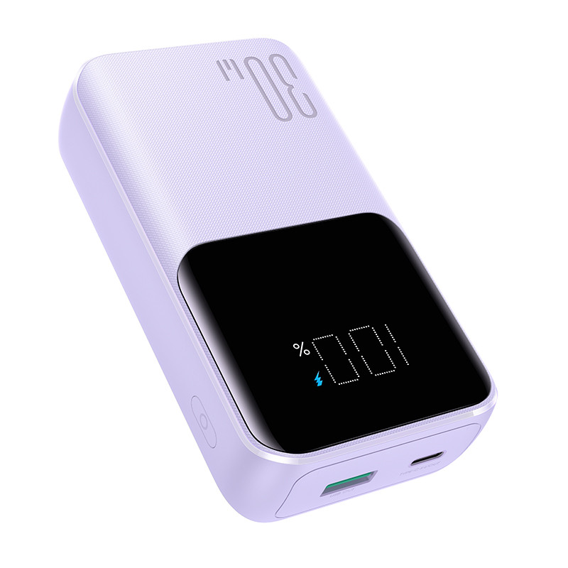 Mini maitinimo blokas 20000mAh su įmontuotais laidais JR-PBC07 30W šviesiai violetinė