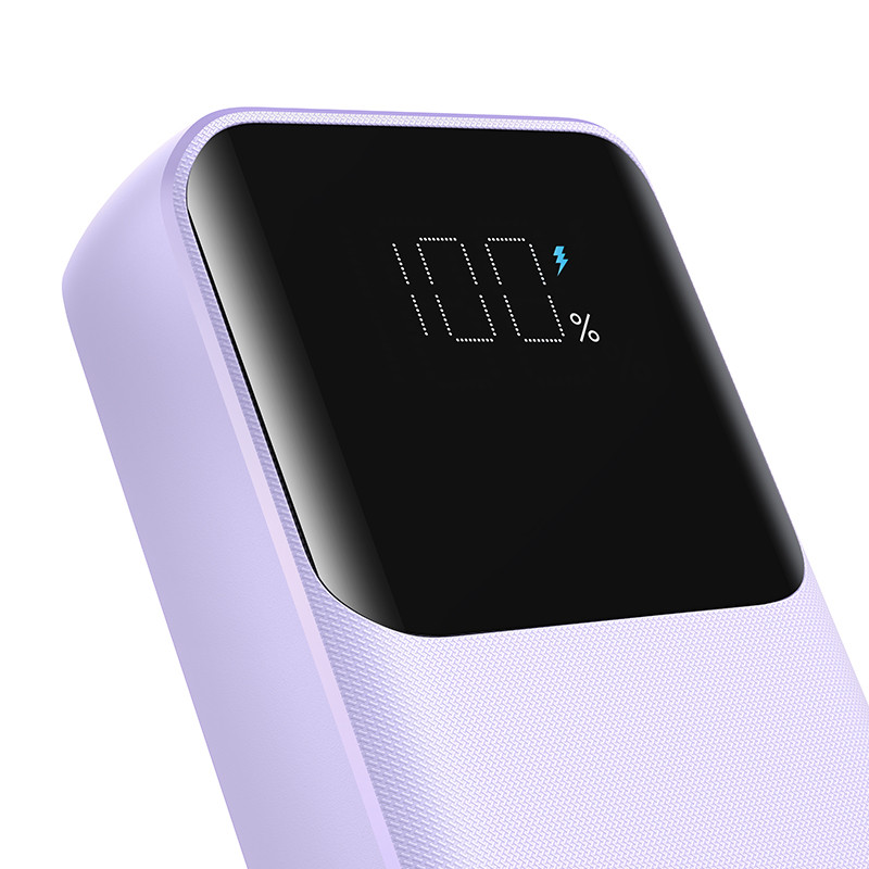 Mini maitinimo blokas 20000mAh su įmontuotais laidais JR-PBC07 30W šviesiai violetinė