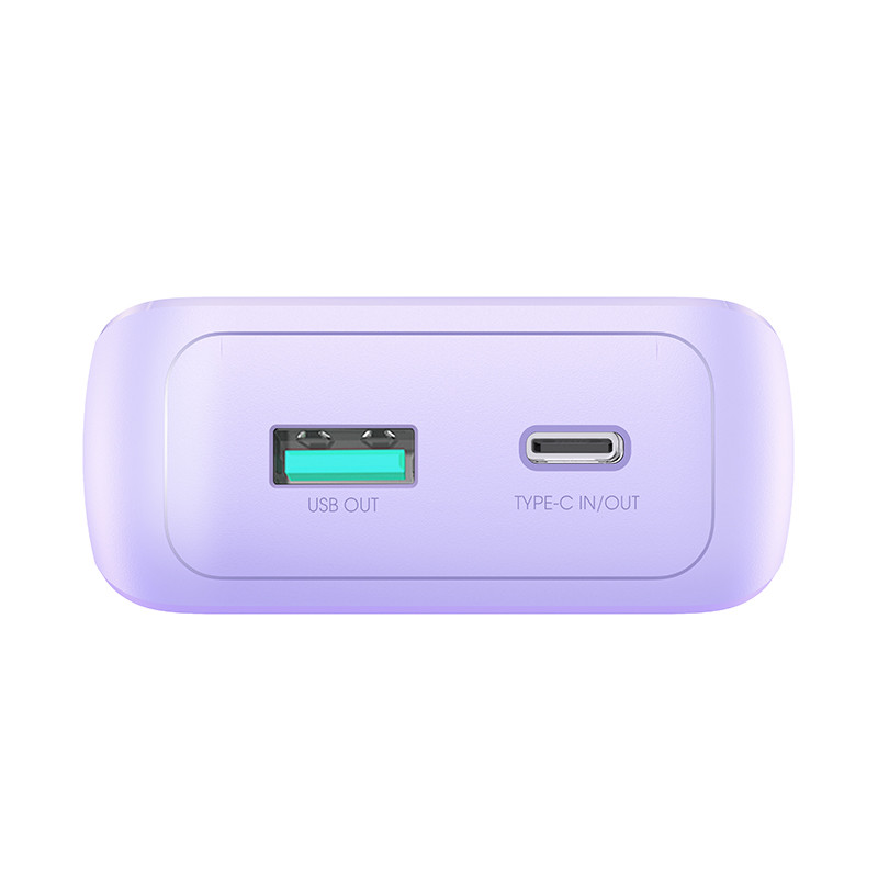 Mini maitinimo blokas 20000mAh su įmontuotais laidais JR-PBC07 30W šviesiai violetinė
