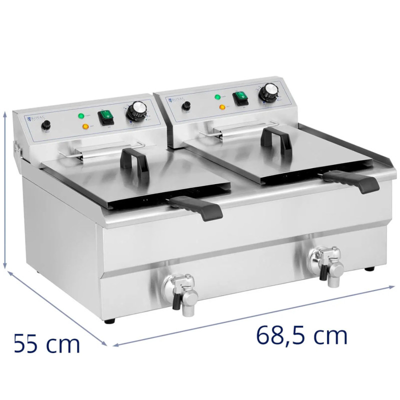 Dviguba dviejų kamerų gruzdintuvė 2 x 16 l 6000 W