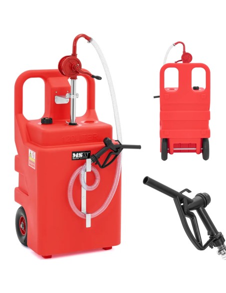 
Nešiojamas kuro bakas su rankiniu siurbliu ant ratų 20 l/ min 120 l
