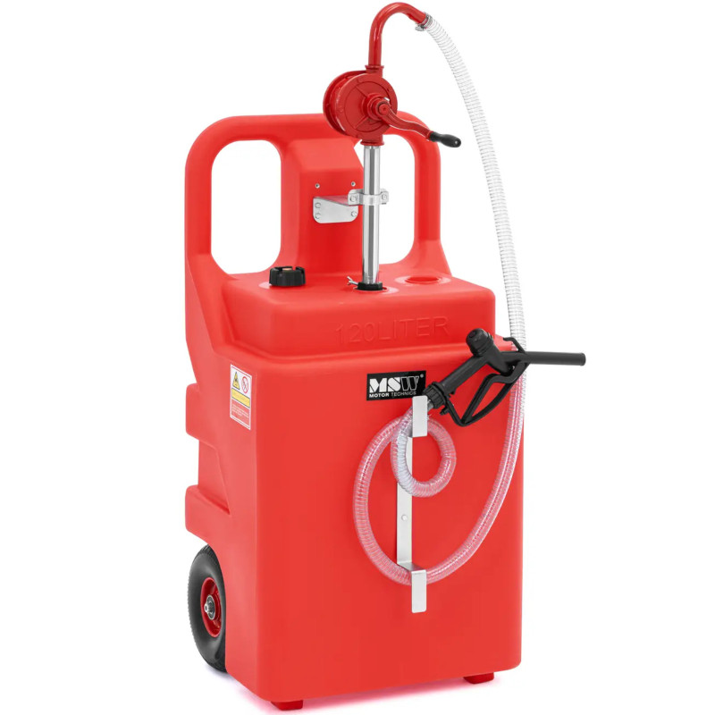 
Nešiojamas kuro bakas su rankiniu siurbliu ant ratų 20 l/ min 120 l
