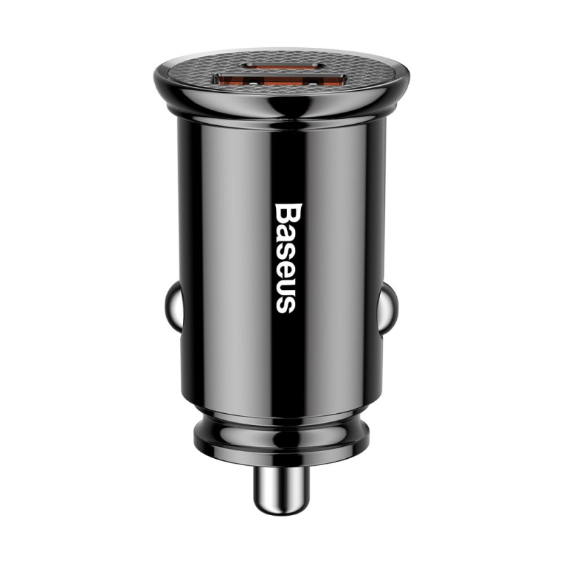 
Išmanusis automobilinis įkroviklis su USB ir USB-C QC PD prievadais, juodas

