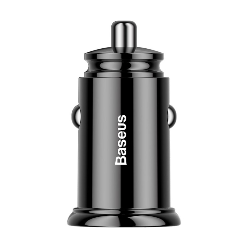 Išmanusis automobilinis įkroviklis su USB ir USB-C QC PD prievadais, juodas