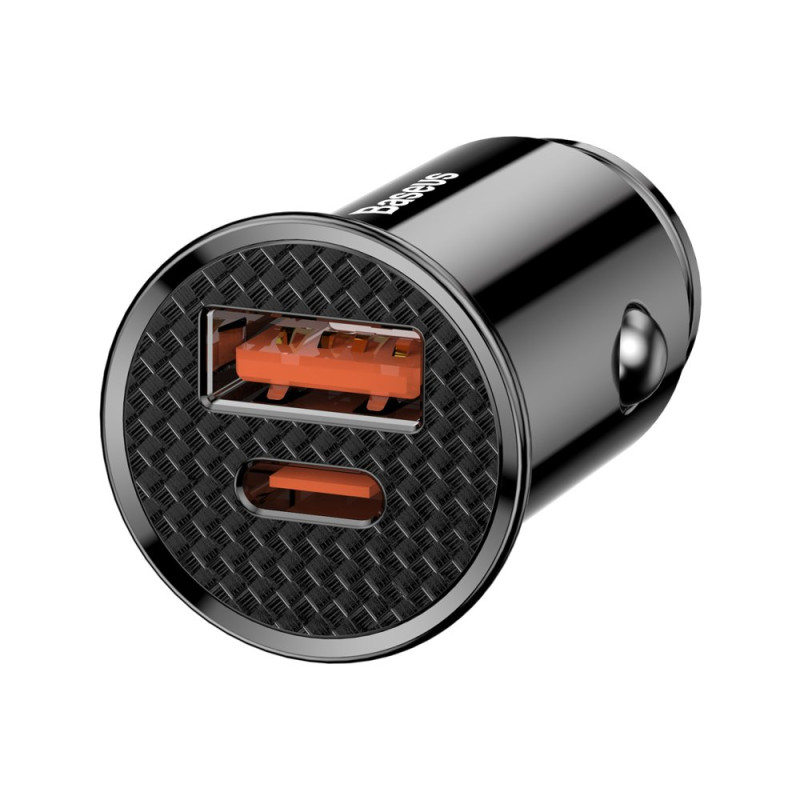 Išmanusis automobilinis įkroviklis su USB ir USB-C QC PD prievadais, juodas
