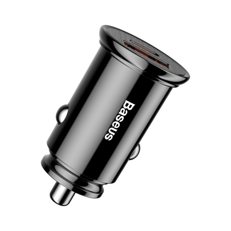 Išmanusis automobilinis įkroviklis su USB ir USB-C QC PD prievadais, juodas