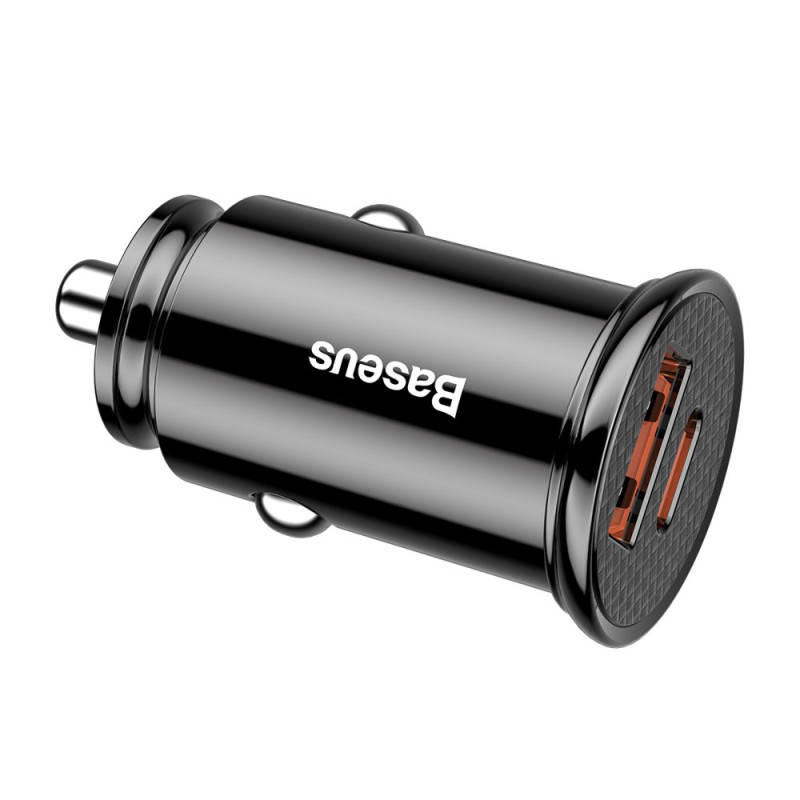 Išmanusis automobilinis įkroviklis su USB ir USB-C QC PD prievadais, juodas