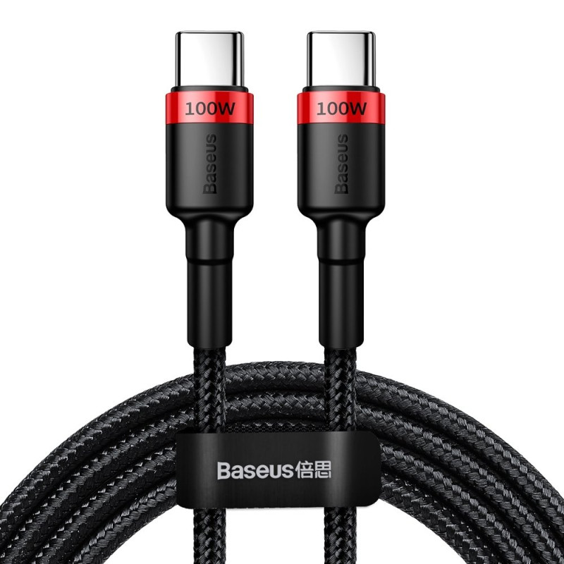 
Nailono tvirtas kabelis USB-C PD laidas 100W 20V 5A 2m juodas

