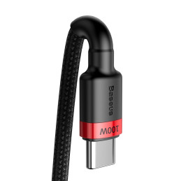 
Nailono tvirtas kabelis USB-C PD laidas 100W 20V 5A 2m juodas
