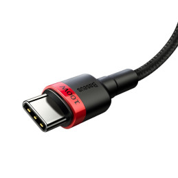 
Nailono tvirtas kabelis USB-C PD laidas 100W 20V 5A 2m juodas
