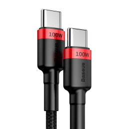 
Nailono tvirtas kabelis USB-C PD laidas 100W 20V 5A 2m juodas
