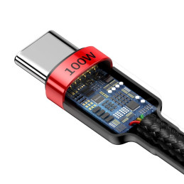 
Nailono tvirtas kabelis USB-C PD laidas 100W 20V 5A 2m juodas
